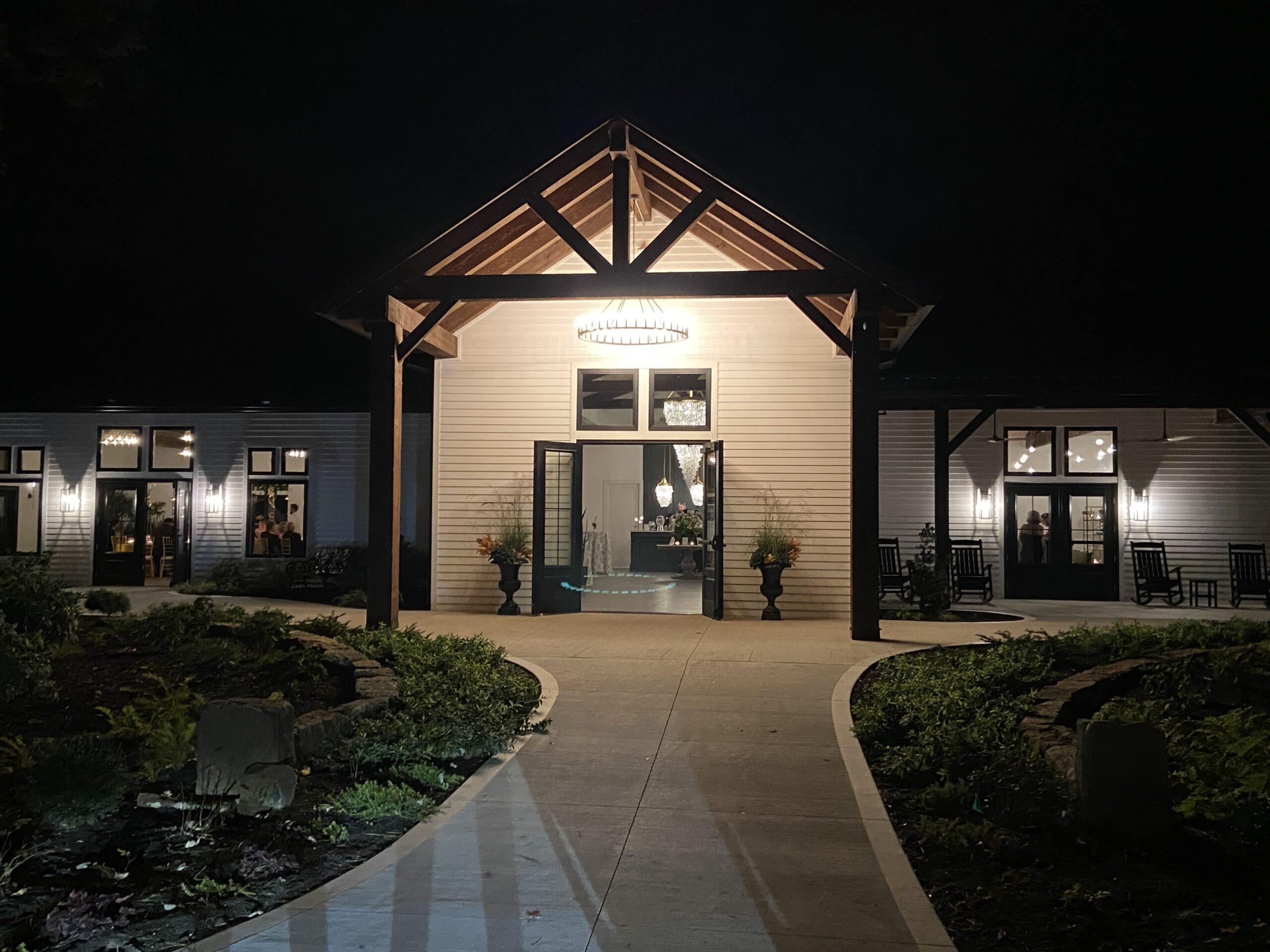 exterior lighting of venue entrance