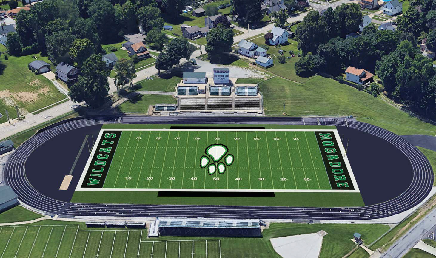 Ariel view of Mogadore High School Stadium