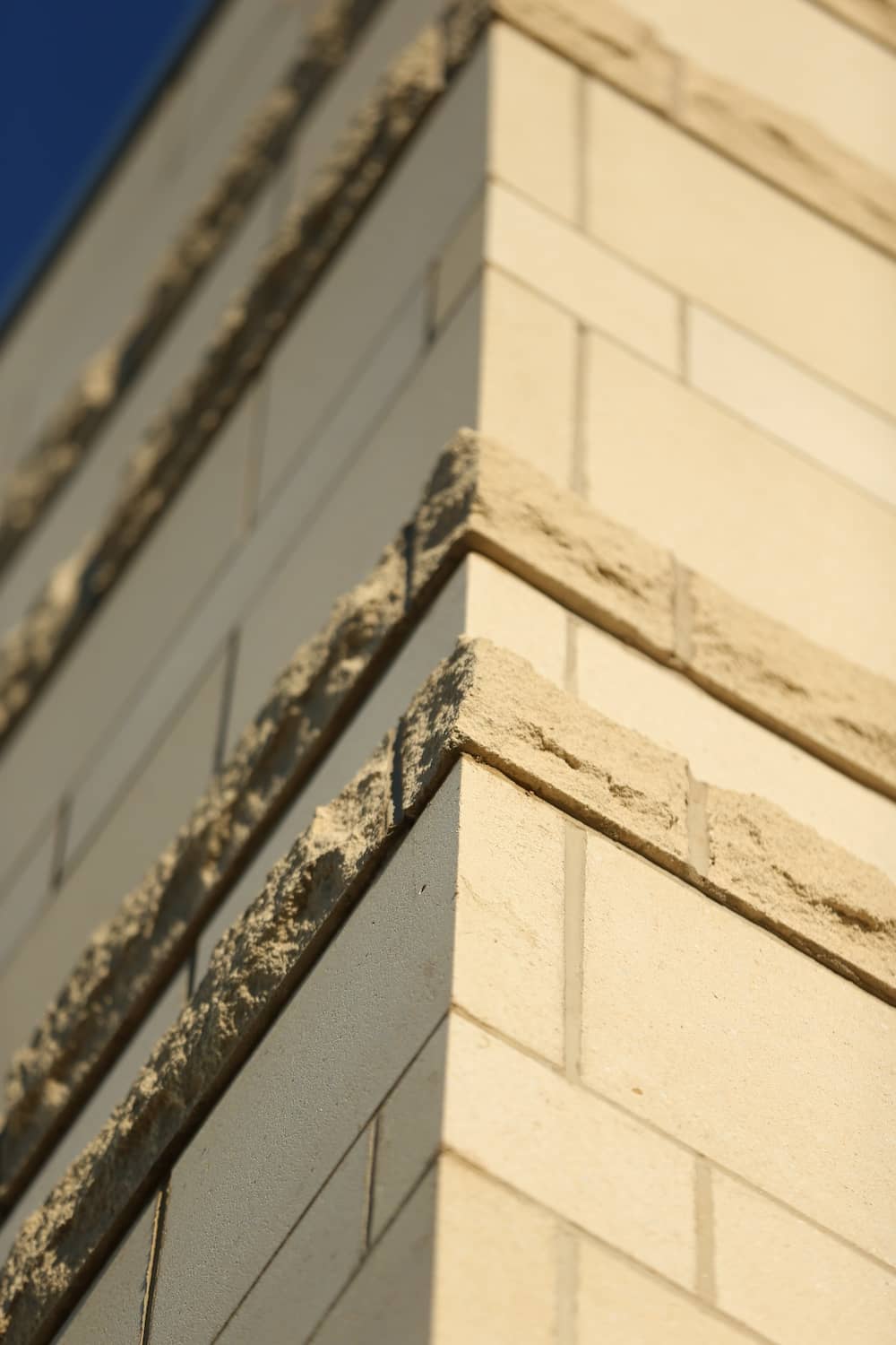 Close up of masonry work - Tan/beige stone